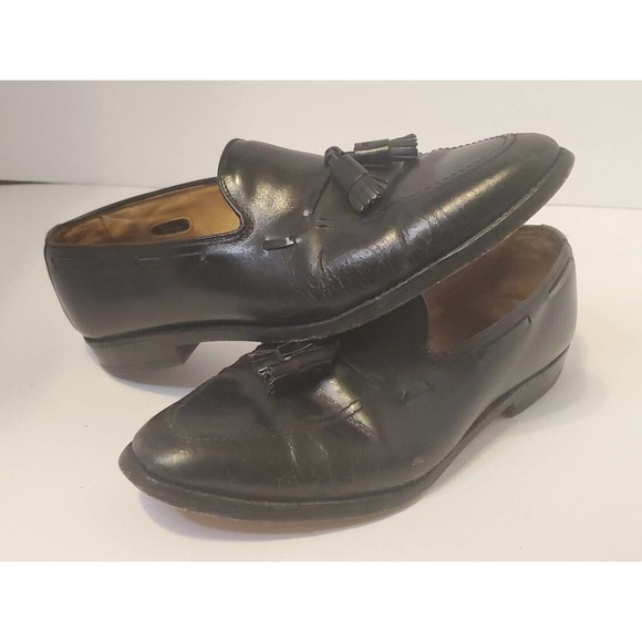 Allen Edmonds Black Leather Slip On Dress Tassel Loafers Shoes Men's 10.5 D - Picture 1 of 8